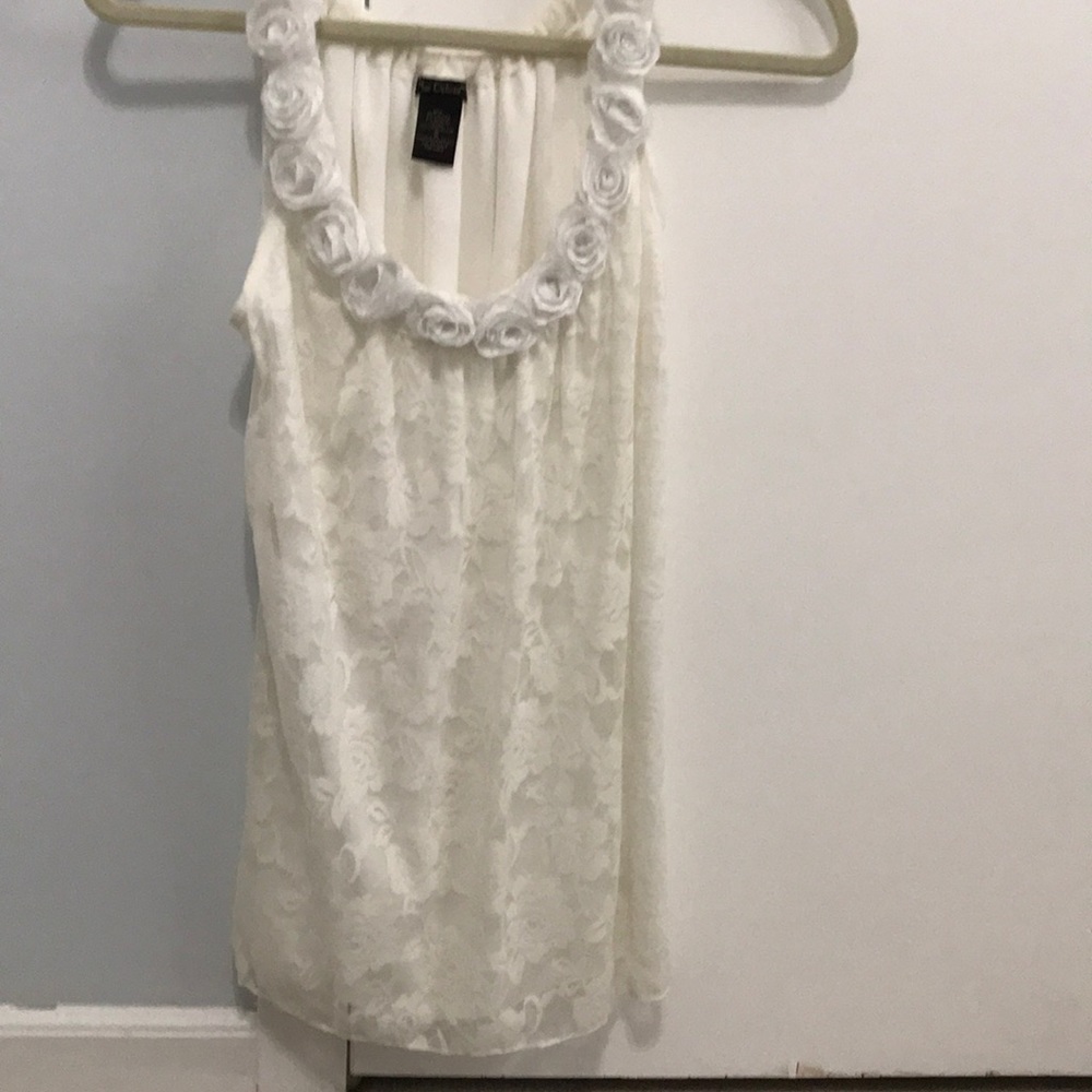 Nue Options White On White Sleeveless Lace Top